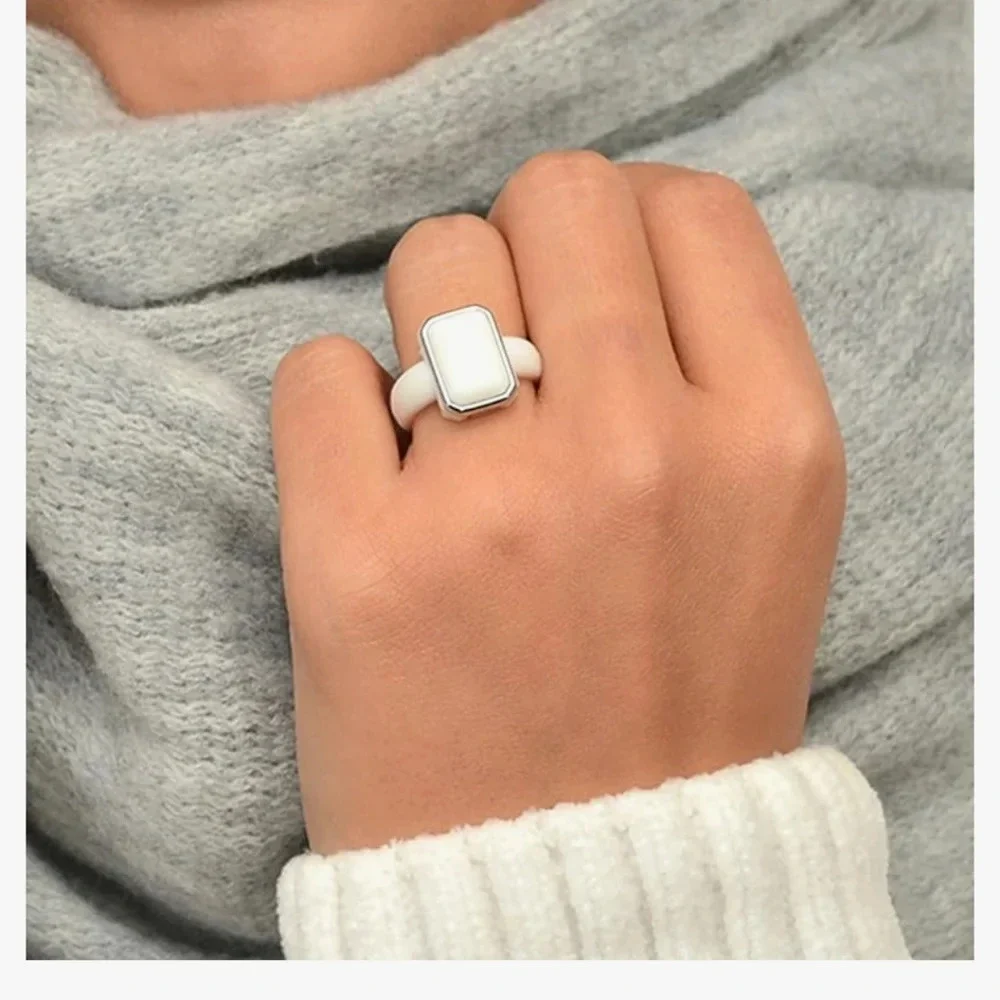 Rubber Silicone Chunky White Fashion Ring